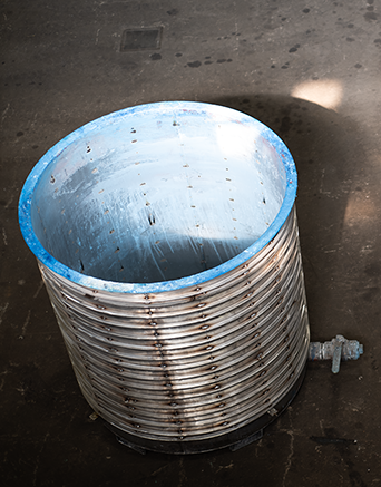 Large water-cooled tank used in paint industry (aerial view)