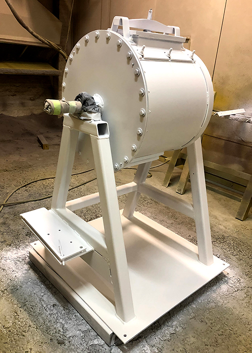 Mill with ceramic interior attached to base and painted white