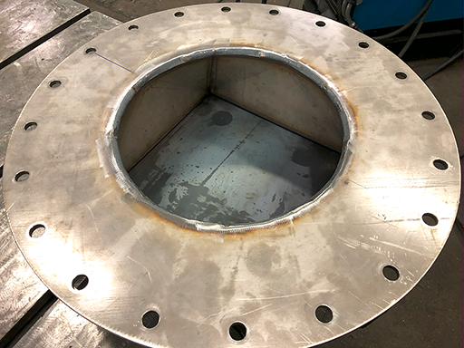 top view of round to square transitional fitting